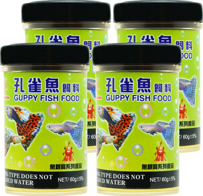 AQUAFUN 水之樂 孔雀魚飼料, 60g, 4罐