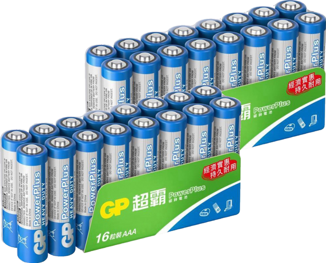 GP Power Plus碳鋅電池 4號, 2組, 16顆