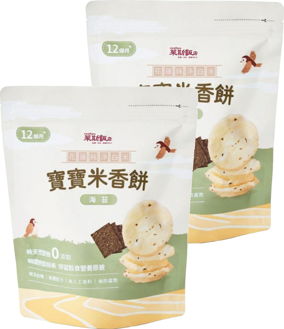 ricefans 萊斯飯店 寶寶米香餅, 30g, 2個, 海苔