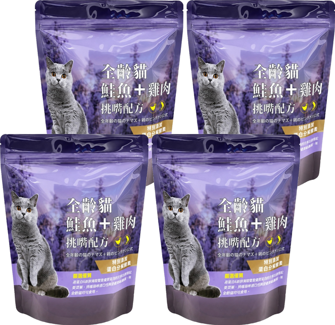 MJ 全齡貓飼料, 1.5kg, 4包, 鮭魚 + 雞肉