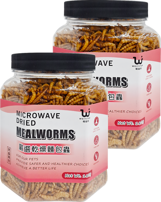 WEIYITER 維益特 台灣公司貨 嚴選乾燥麵包蟲 爬蟲專用, 180g, 2罐