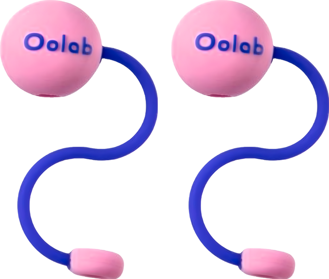 Oolab 良杯製所 泡泡糖矽膠防塵吸管蓋 細 甜酷粉, 1個, 2個