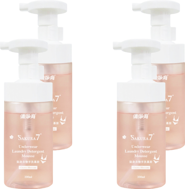 清淨海 櫻花7+ 貼身衣物抗菌手洗慕斯, 200ml, 1入, 4個
