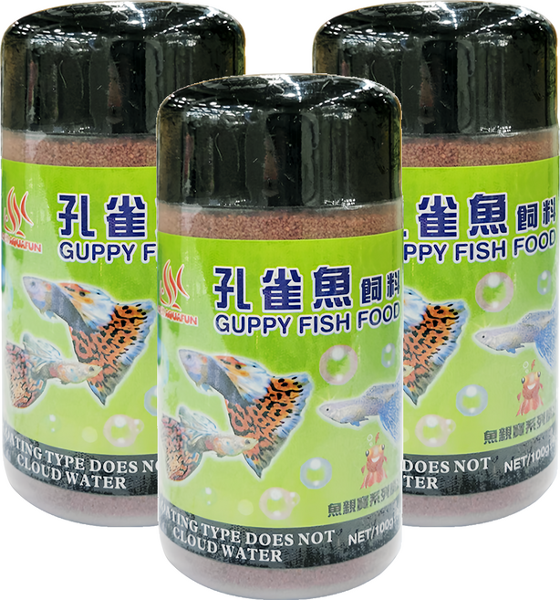 AQUAFUN 水之樂 孔雀魚飼料, 100g, 3罐