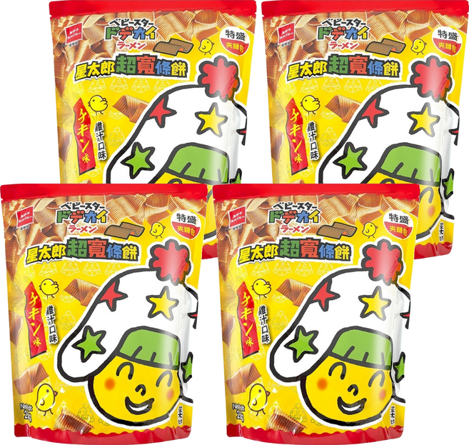OYATSU 優雅食 BABY STAR 星太郎 超寬條餅 雞汁口味 特盛夾鏈包, 250g, 4包