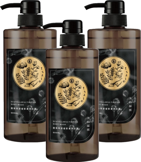 tsaio 上山採藥 露珠草舒緩緊膚沐浴露, 3個, 600ml