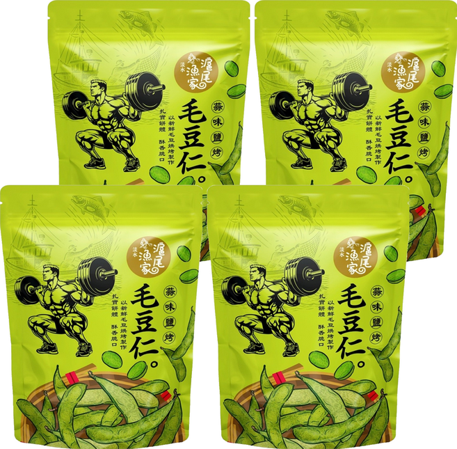 滬尾漁家 蒜味鹽烤毛豆仁, 120g, 4袋