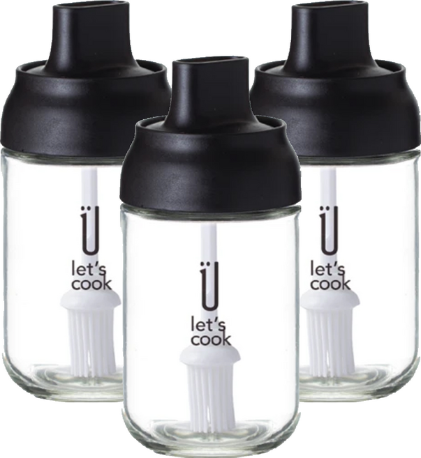 樂司廚品 密封玻璃調味瓶 附刷 AY62 K0262, 220ml, 3個