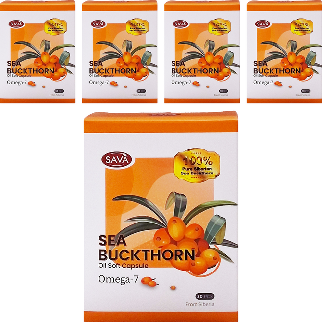 GREEN GOLD 台灣綠金 SAVA Sea Buckthorn Soft Capsule SAVA 沙棘果軟膠囊, 30顆, 0.7g, 5盒