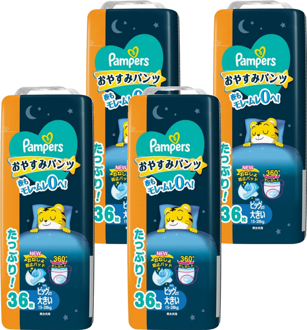 Pampers 幫寶適 日本境內版 巧虎晚安褲 尿布 15~28kg, XXL, 144片