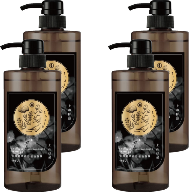 tsaio 上山採藥 積雪草頭皮舒緩洗髮露, 4件, 600ml