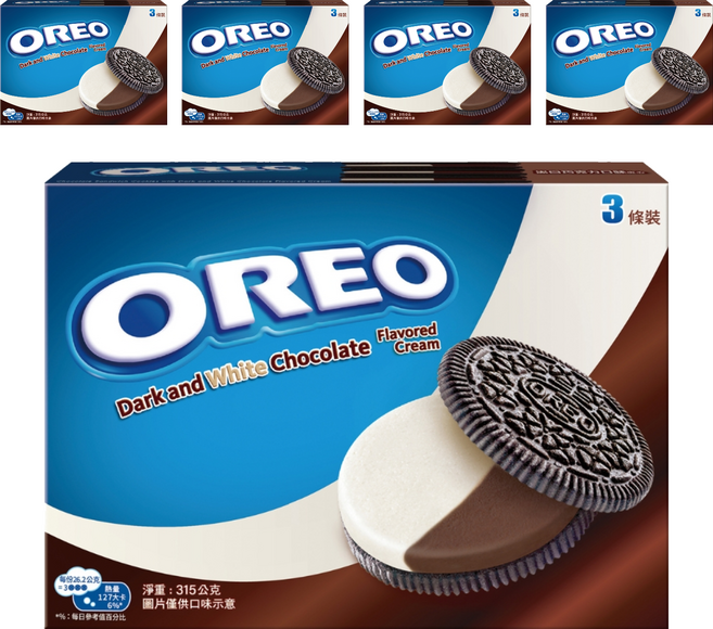 OREO 奧利奧 黑白巧克力口味夾心餅乾 3條裝, 315g, 5盒
