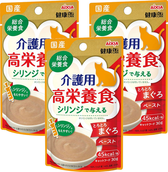 AiXiA 介護貓護理主食餐包3號 泥狀, 30g, 3個, 鮪魚