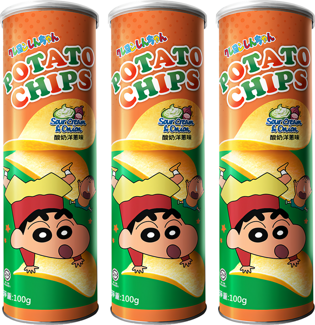Shinchan 蠟筆小新 洋芋片 酸奶洋蔥, 100g, 3個