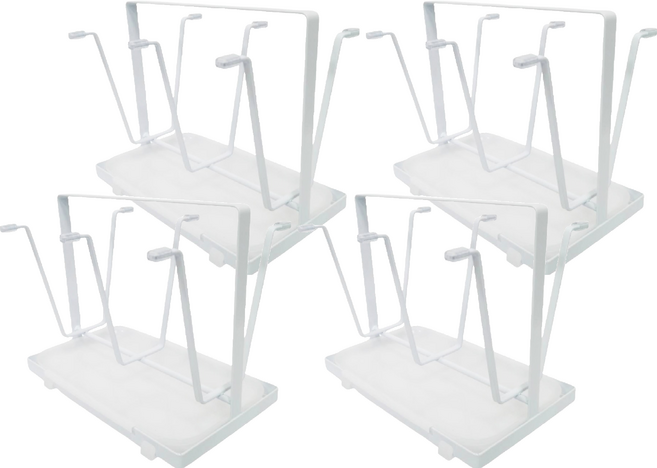 Couselect 不鏽鋼瀝水杯架 附集水托盤, 4個, 白色