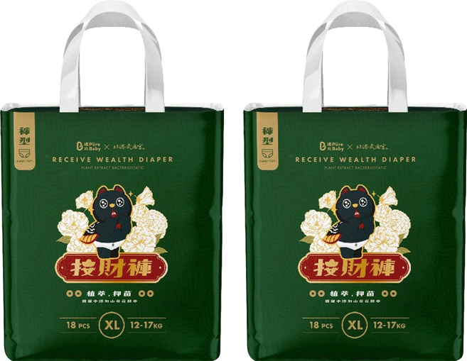 波比 PureBaby 植萃抑菌接財褲 褲型 12~17kg, XL, 36片