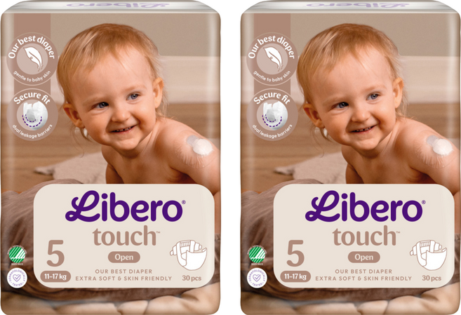 Libero 麗貝樂 touch嬰兒紙尿褲 5號 L(11~17kg) 30個裝, 2個, 第5階段