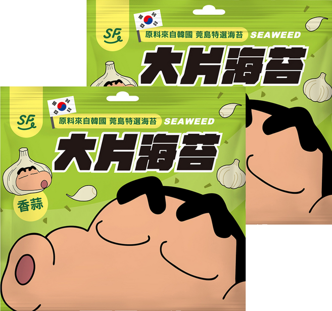 SUNFRIEND SF大片海苔 蠟筆小新版 香蒜口味, 30g, 2個