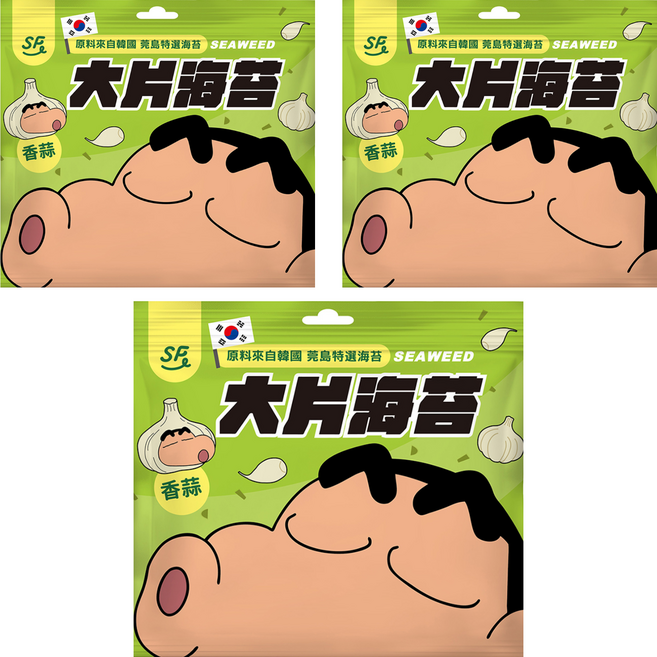SUNFRIEND SF大片海苔 蠟筆小新版 香蒜口味, 30g, 3個