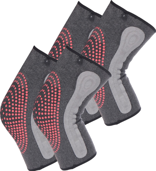 StarGo 石墨烯雙魚鱗彈簧支撐減壓護膝/能量自發熱護膝腿套/護具 非醫療用 緩解老寒腿/膝關節不適 2件組, 2組, 黑色