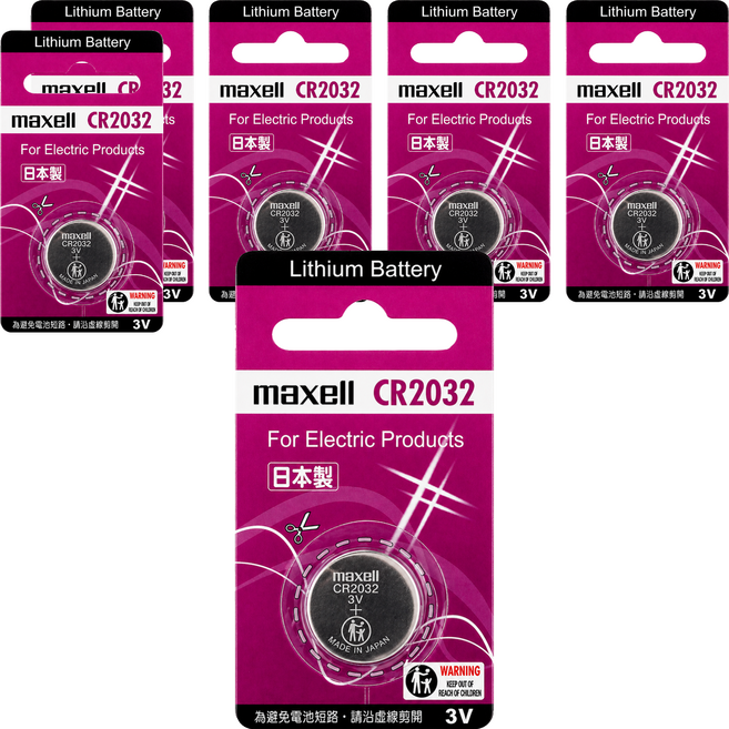 maxell 鈕扣電池 CR2032, 6個, 1個裝