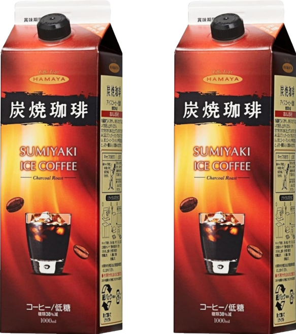 HAMAYA 炭燒低糖黑咖啡, 1L, 2個