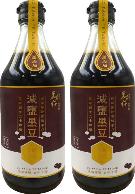 黑矸仔 減鹽黑豆醬油, 2個, 500ml