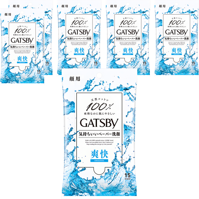 GATSBy 涼感濕紙巾 涼爽型, 1入, 6包