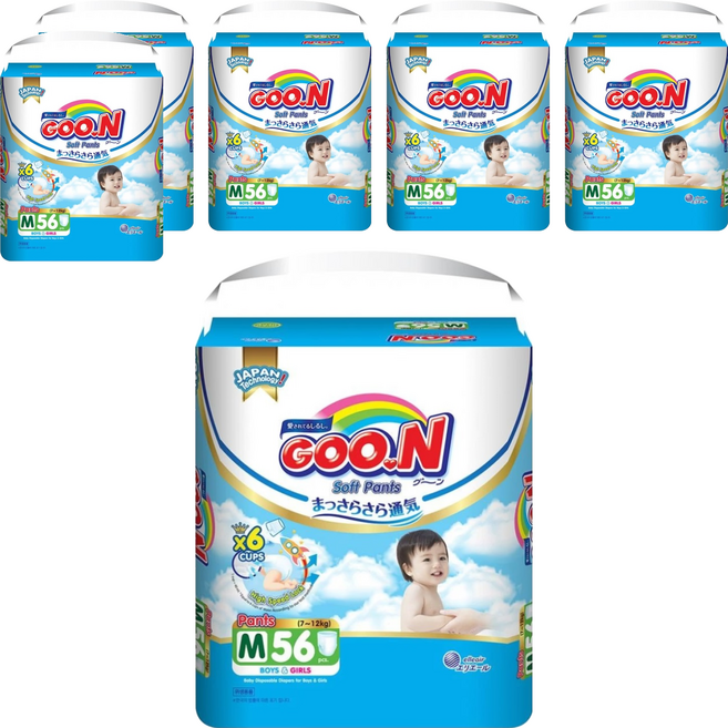 GOO.N 大王 輕薄舒爽系列 紙尿布 褲型 7~12kg, M, 336片