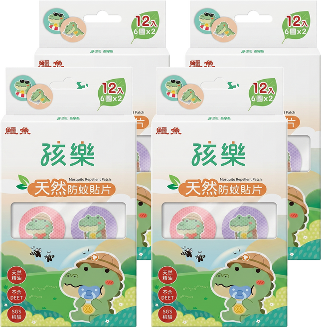 孩樂 天然防蚊貼片, 4套, 12片