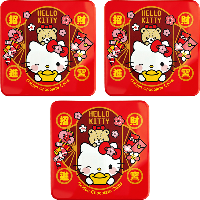 AMANDIER 雅蒙蒂 Hello Kitty招財進寶金幣巧克力風味糖, 39g, 3個
