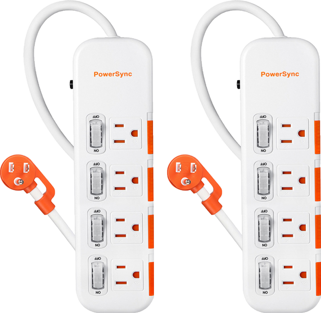 PowerSync 群加 滑蓋防塵防雷擊延長線 3P 4開 4孔 TS44D927, 白色, 2個, 2.7m