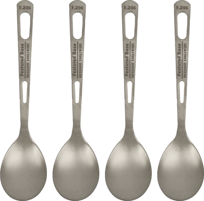 FeaTured Base 純鈦 湯匙 160 x 38 x 5mm 14g, 鈦銀, 4個