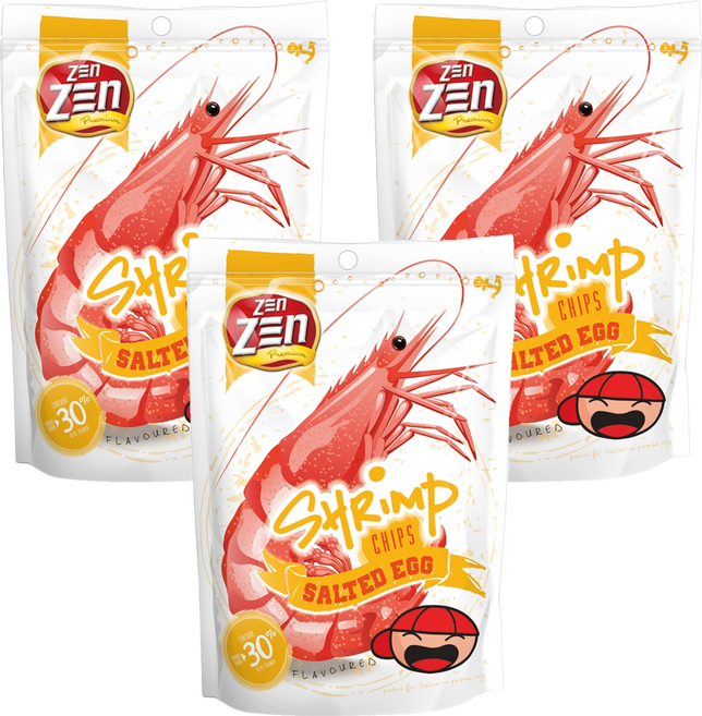 ZEn ZEn 吉珍 大馬讚讚來蝦片 鹹蛋味, 70g, 3個