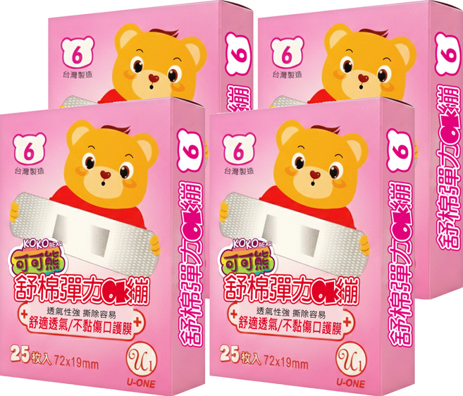 U-ONE 舒棉彈力OK繃, 4個, 25個裝