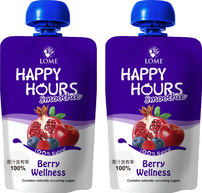 HAPPY HOURS 生機纖果飲 蘋果 + 紅石榴 + 覆盆莓 + 藍莓, 100g, 2包