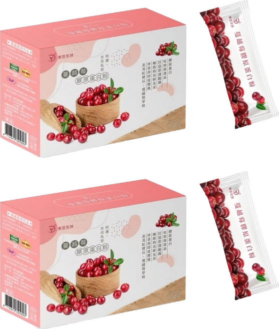 DUNG YA 東亞生技 蔓越莓膠原蛋白粉, 2個, 15份