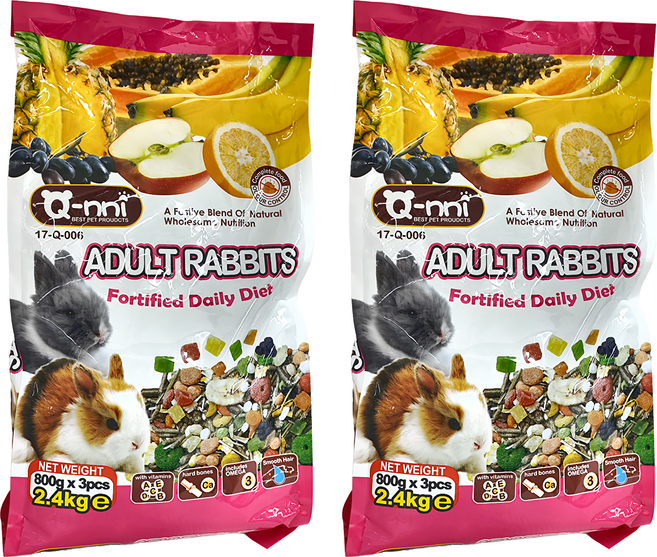 Q-nni 寵物兔水果大餐飼料, 2400g, 2袋