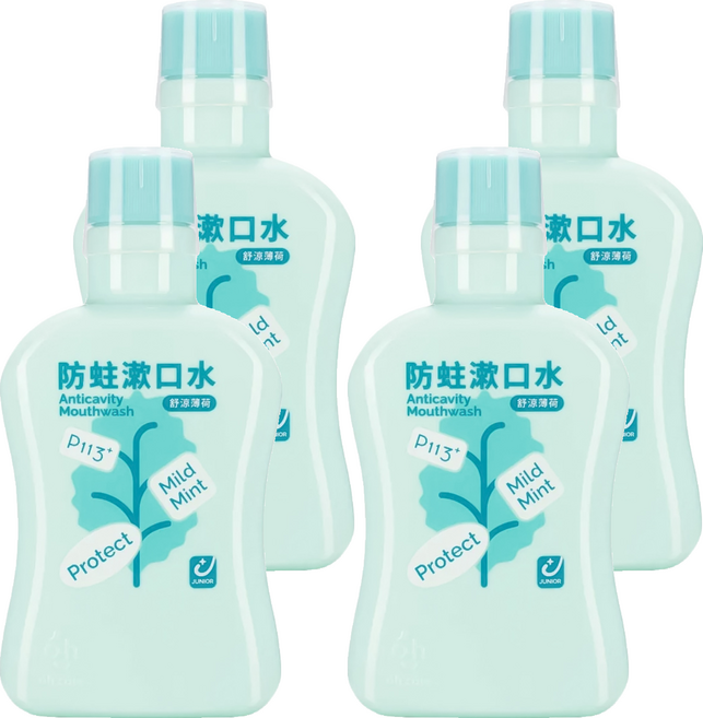 oh care 歐克威爾 兒童含氟漱口水 薄荷, 4瓶, 350ml