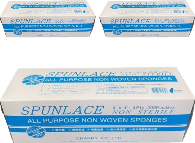 CHARRY 強利 美容紗布 SGS認證 厚款 4吋 x 4吋 x 4PLY, 白色, 3盒