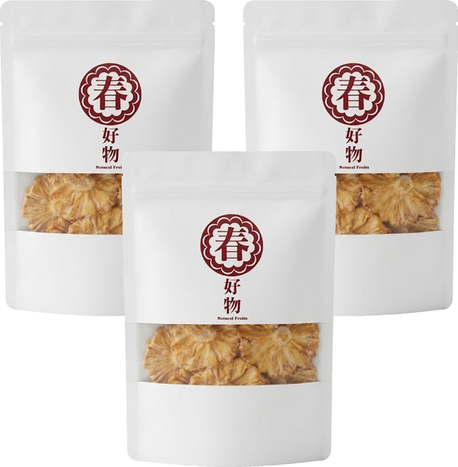 春哥好物 無糖金鑽鳳梨花乾, 120g, 3包