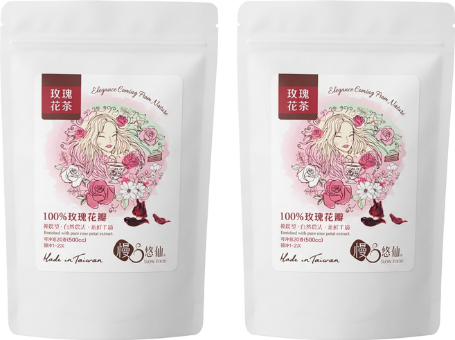 SLOW FOOD 慢悠仙 玫瑰花花瓣, 20g, 2個, 1個裝