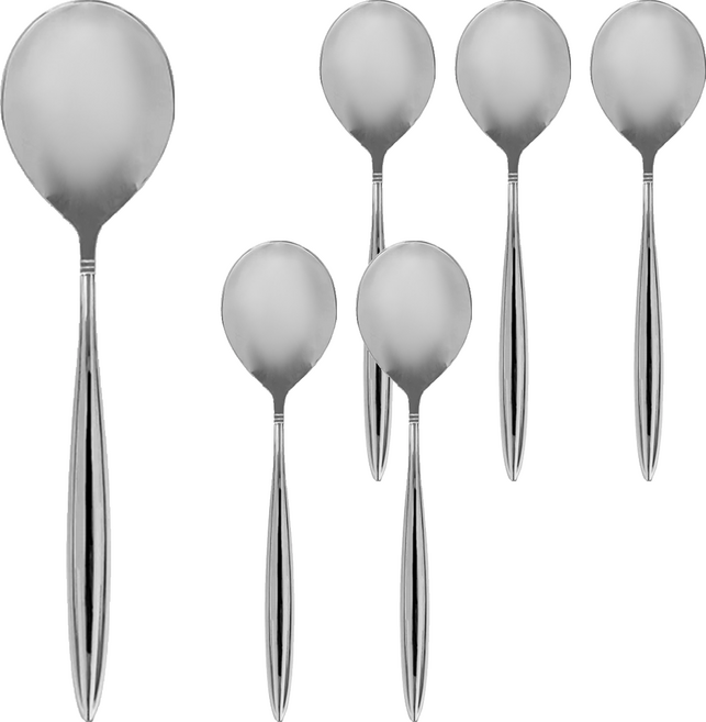 MiyAco 米雅可 經典316不銹鋼圓大湯匙, 銀色, 湯匙, 6支