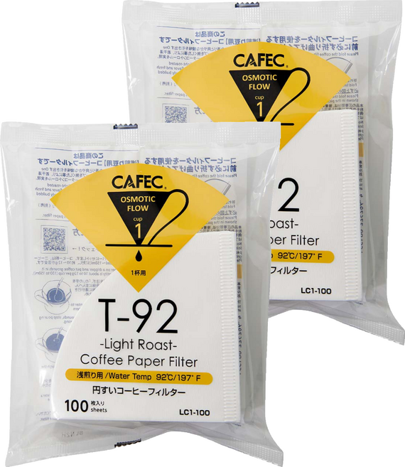 CAFEC 淺焙專用濾紙 1~2杯份適用 LC1-100W 白色, 2包, 100張