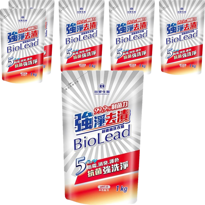 台塑生醫 BioLead 強淨去漬洗衣精補充包, 6個, 1kg