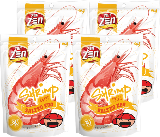 ZEn ZEn 吉珍 大馬讚讚來蝦片 鹹蛋味, 70g, 4個