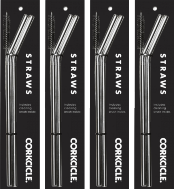 CORKCICLE. 酷仕客 不鏽鋼吸管 銀色, 2支, 4組