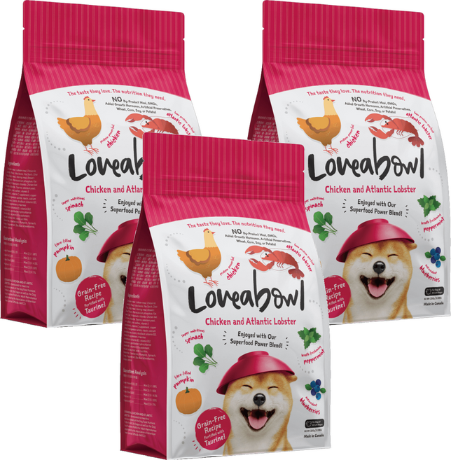 Loveabowl 囍碗 天然無穀系列 全齡犬飼料 LBD2, 雞肉龍蝦, 250g, 3包