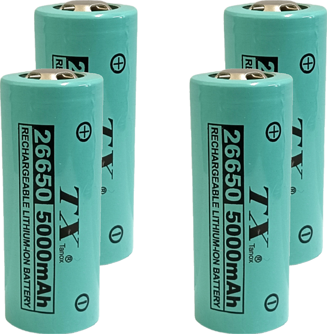 TX Tanox 特林 5000mAh 26650鋰充電池 3.7V, 4個, 1個裝
