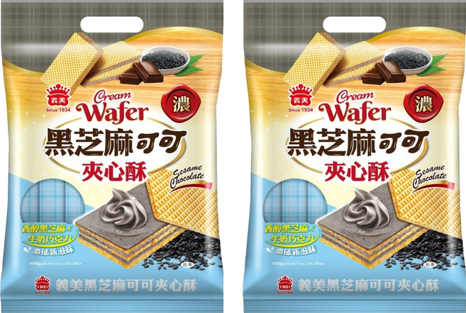 義美 夾心酥 黑芝麻可可, 400g, 2袋